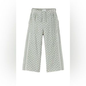 Zara Girls Embroidered Sea Green Pants-Size 11/12